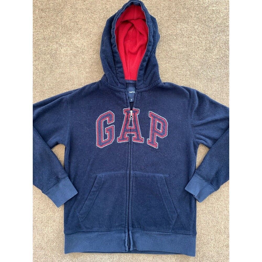Vintage Gap Kids Fleece Hoodie Size XL Full Zip Classic Spell Out Long Sleeve